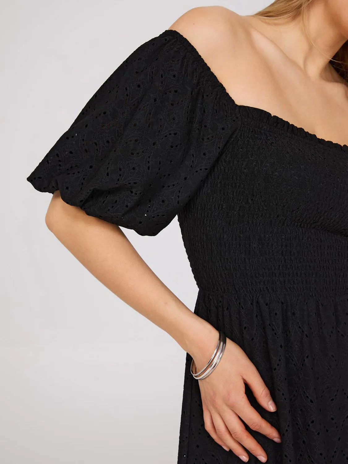 Puff Sleeve Eyelet Dress sold by Suzy Shier product image thumbnail 4