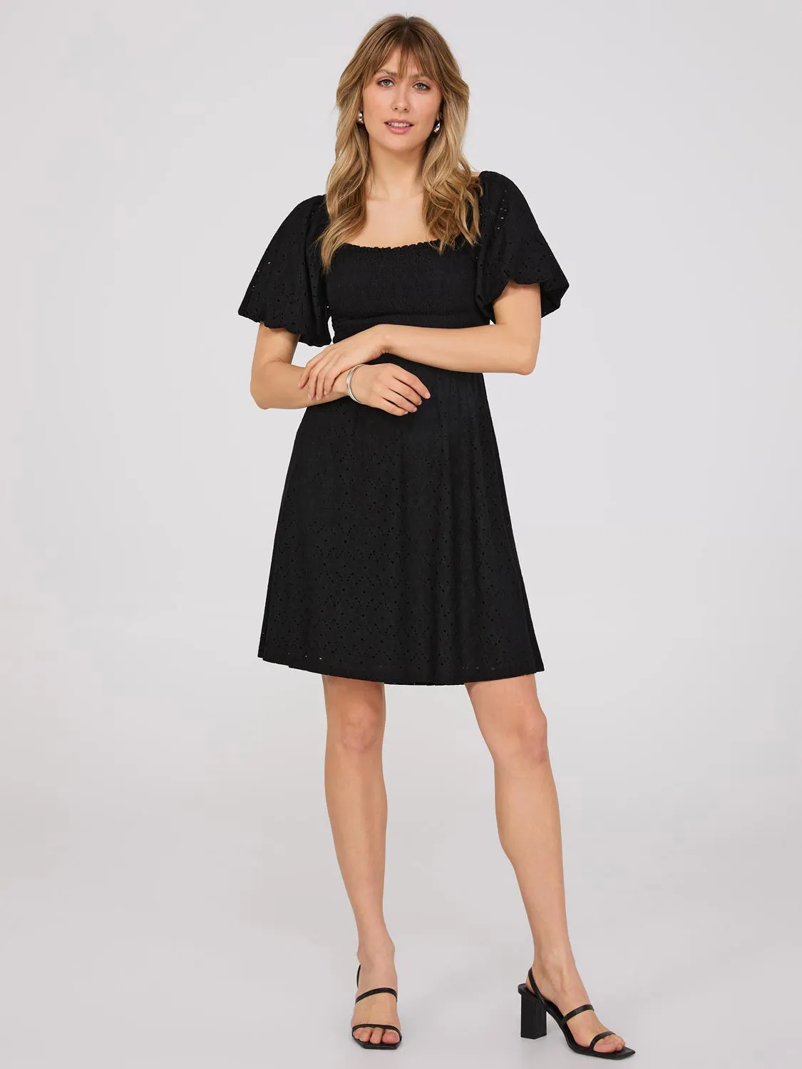 Puff Sleeve Eyelet Dress sold by Suzy Shier