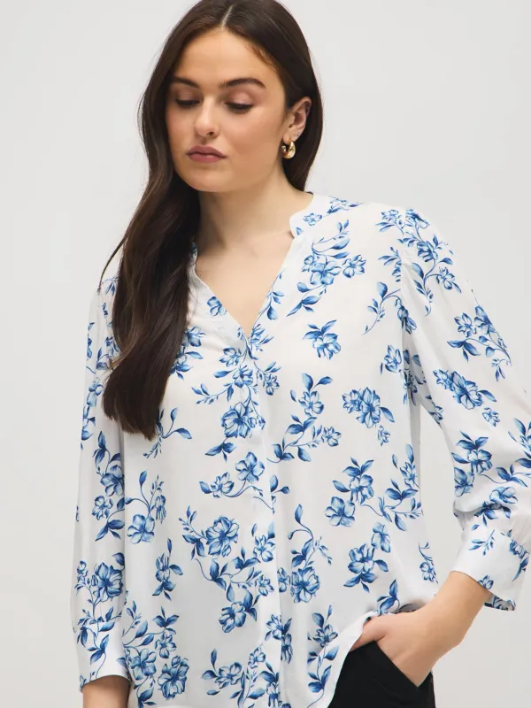 Floral Print Split Neck Blouse sold by Suzy Shier