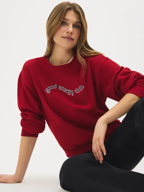 "Good Energy Club" Graphic Sweatshirt made by Suzy Shier