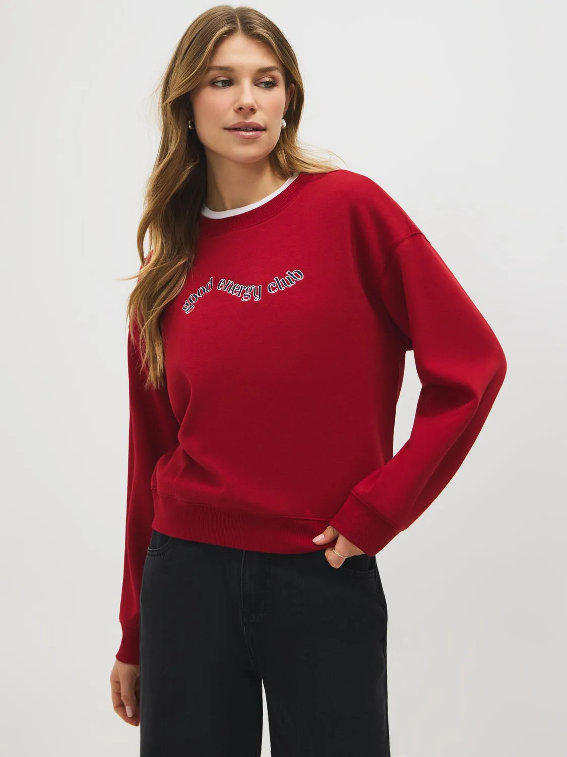 "Good Energy Club" Graphic Sweatshirt sold by Suzy Shier product image thumbnail 3