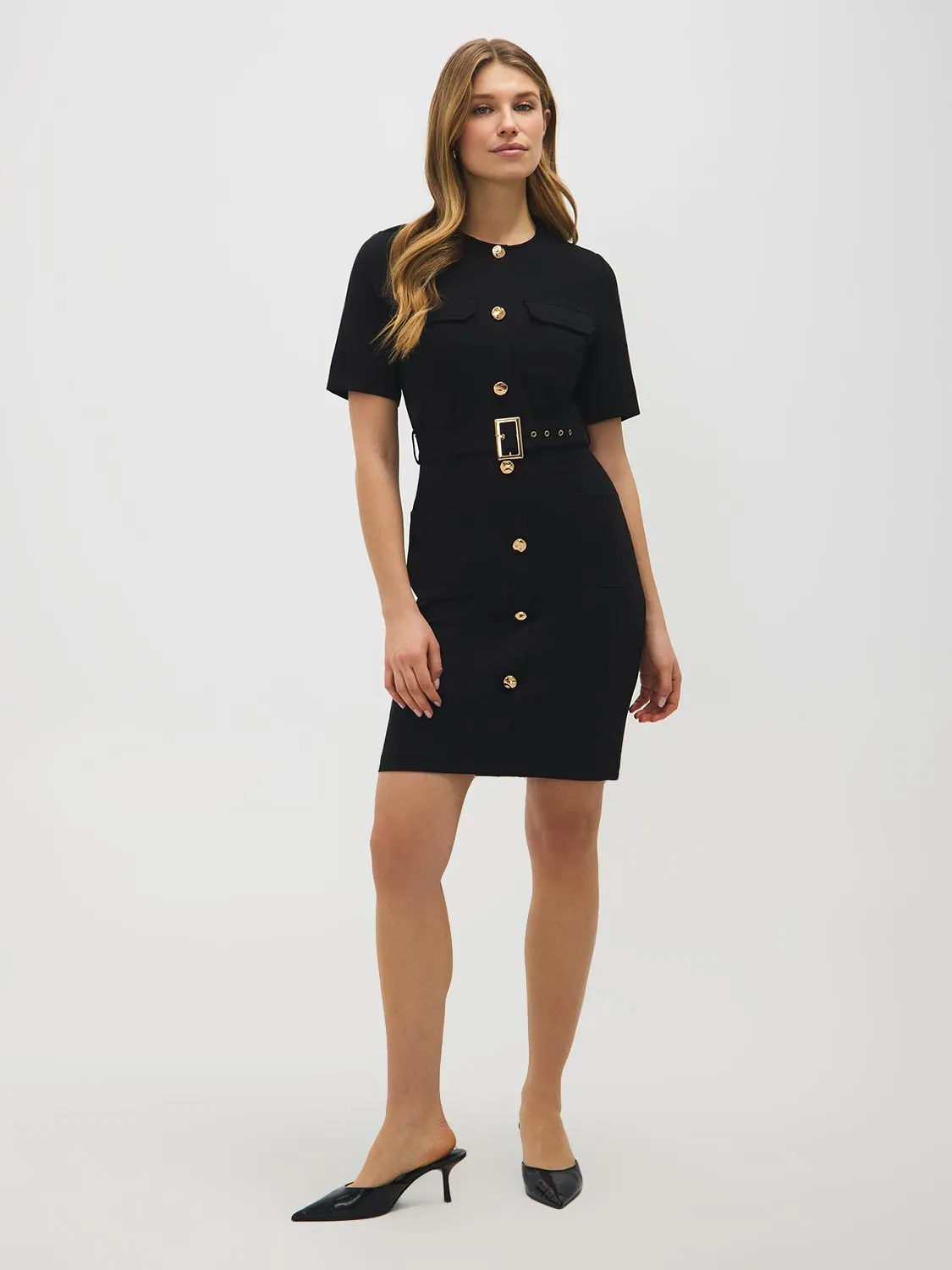 Button-Front Belted Dress sold by Suzy Shier product image thumbnail 3