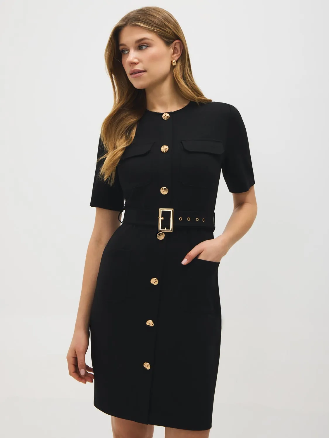 Button-Front Belted Dress sold by Suzy Shier product image thumbnail 2