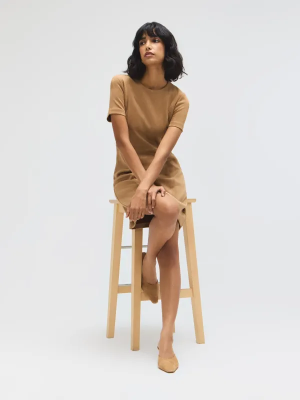 Short Sleeve Faux Suede Mini Dress sold by Suzy Shier