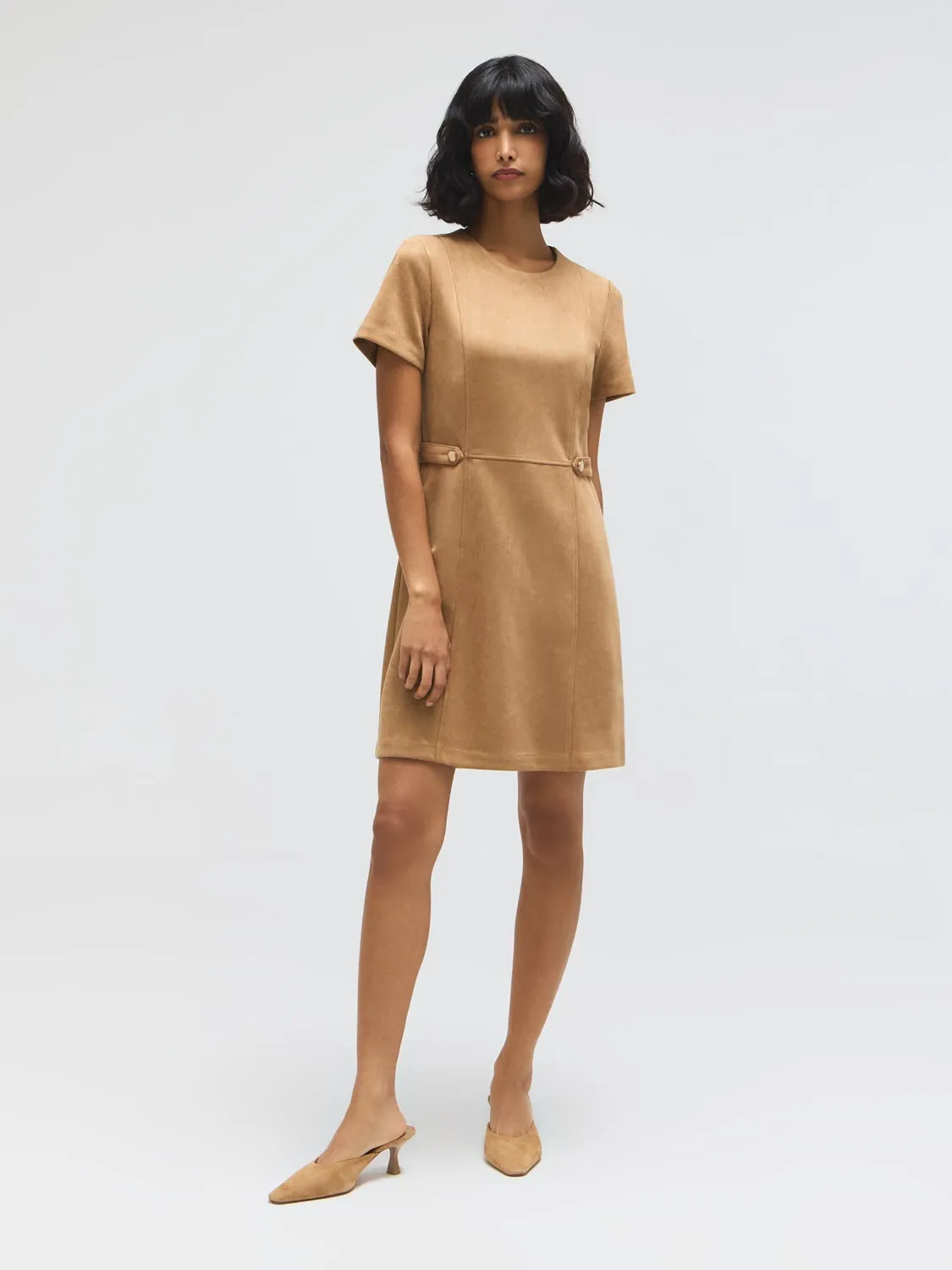 Short Sleeve Faux Suede Mini Dress sold by Suzy Shier product image thumbnail 2