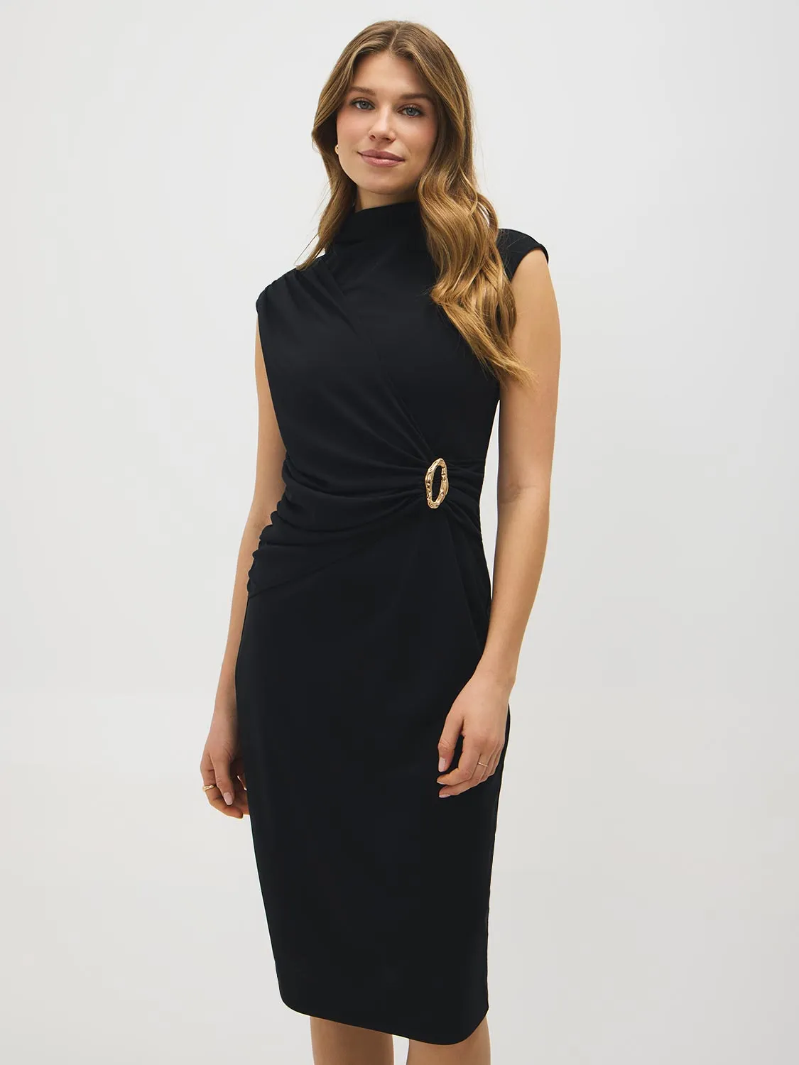Sleeveless Draped Column Dress sold by Suzy Shier product image thumbnail 4