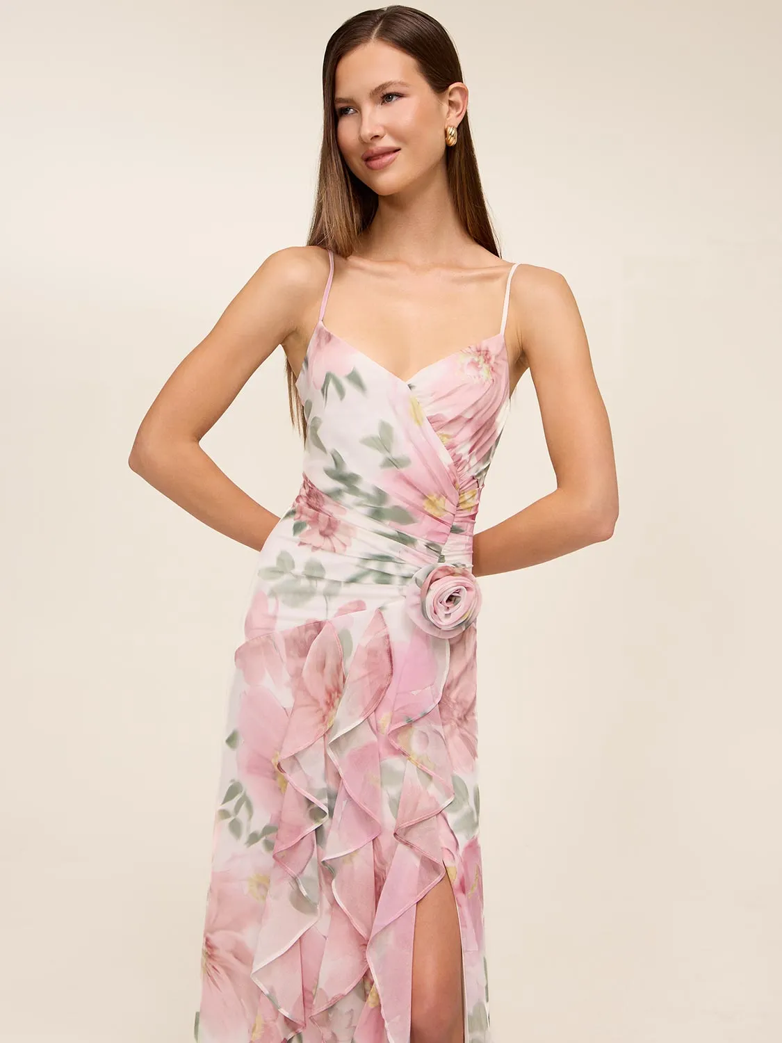 Floral Chiffon Ruffle Gown sold by Suzy Shier product image thumbnail 2