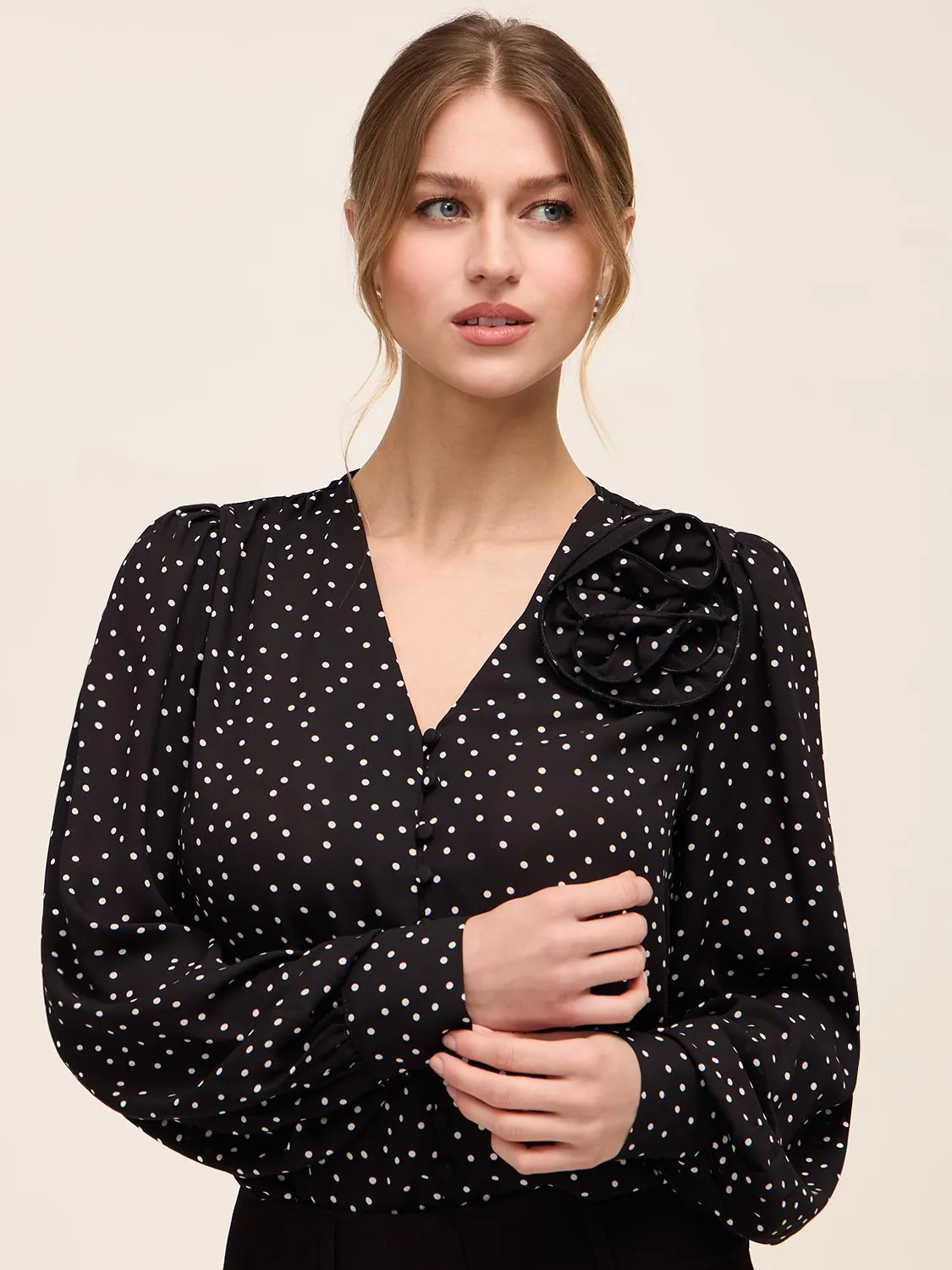 Polka-Dot Blouse With Rosette sold by Suzy Shier product image thumbnail 4