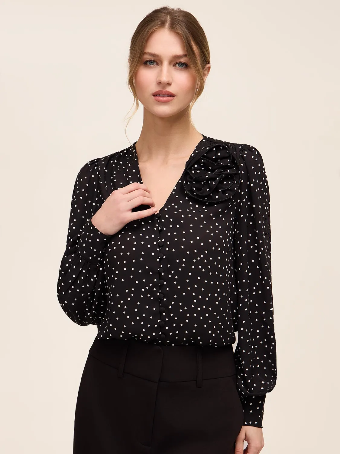 Polka-Dot Blouse With Rosette sold by Suzy Shier product image thumbnail 2