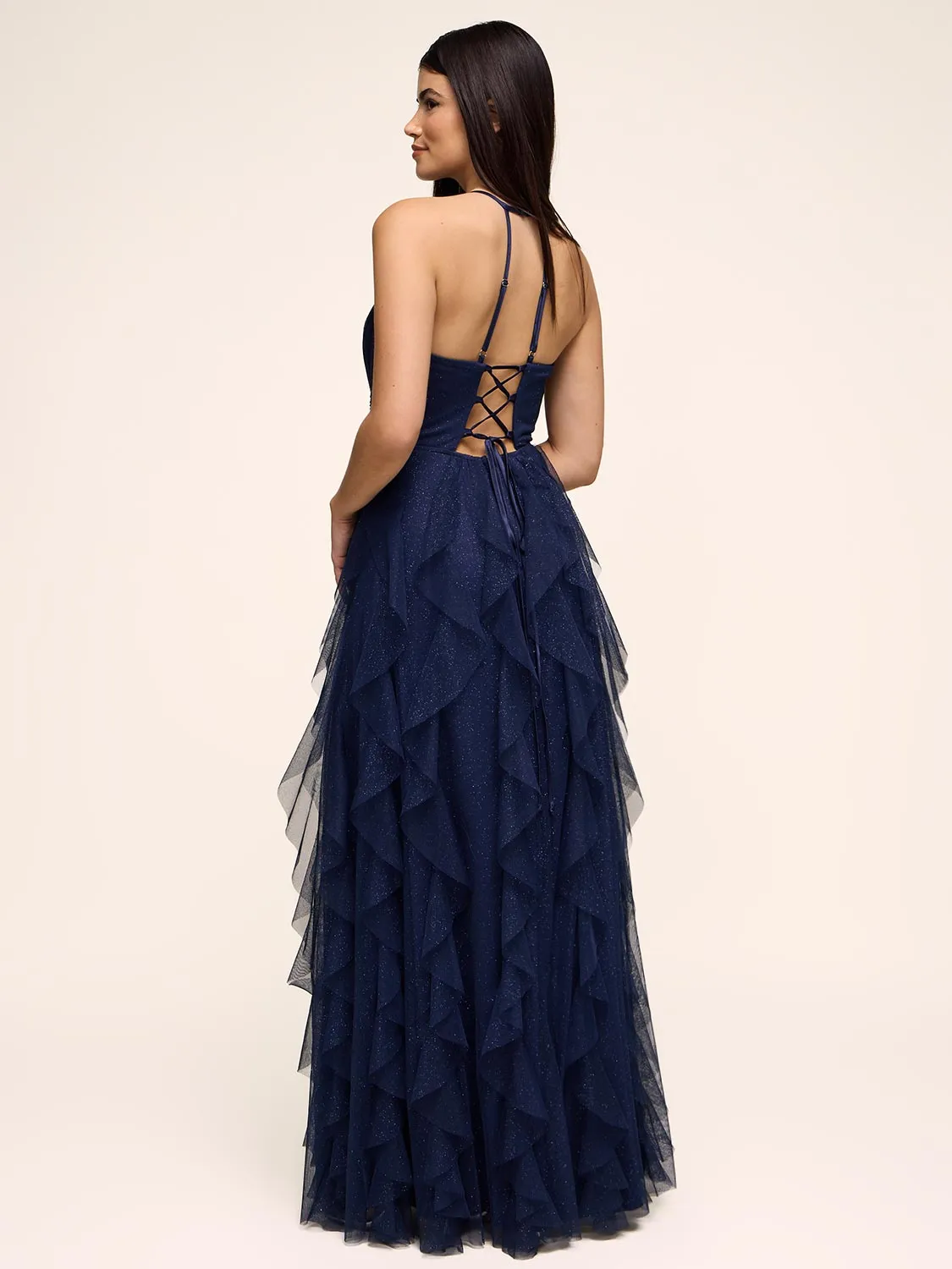 Sparkle Mesh Ball Gown With Tulle Skirt sold by Suzy Shier product image thumbnail 2