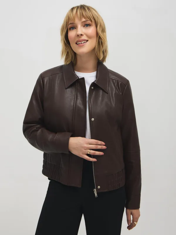 Faux Leather Bomber Jacket sold by Suzy Shier