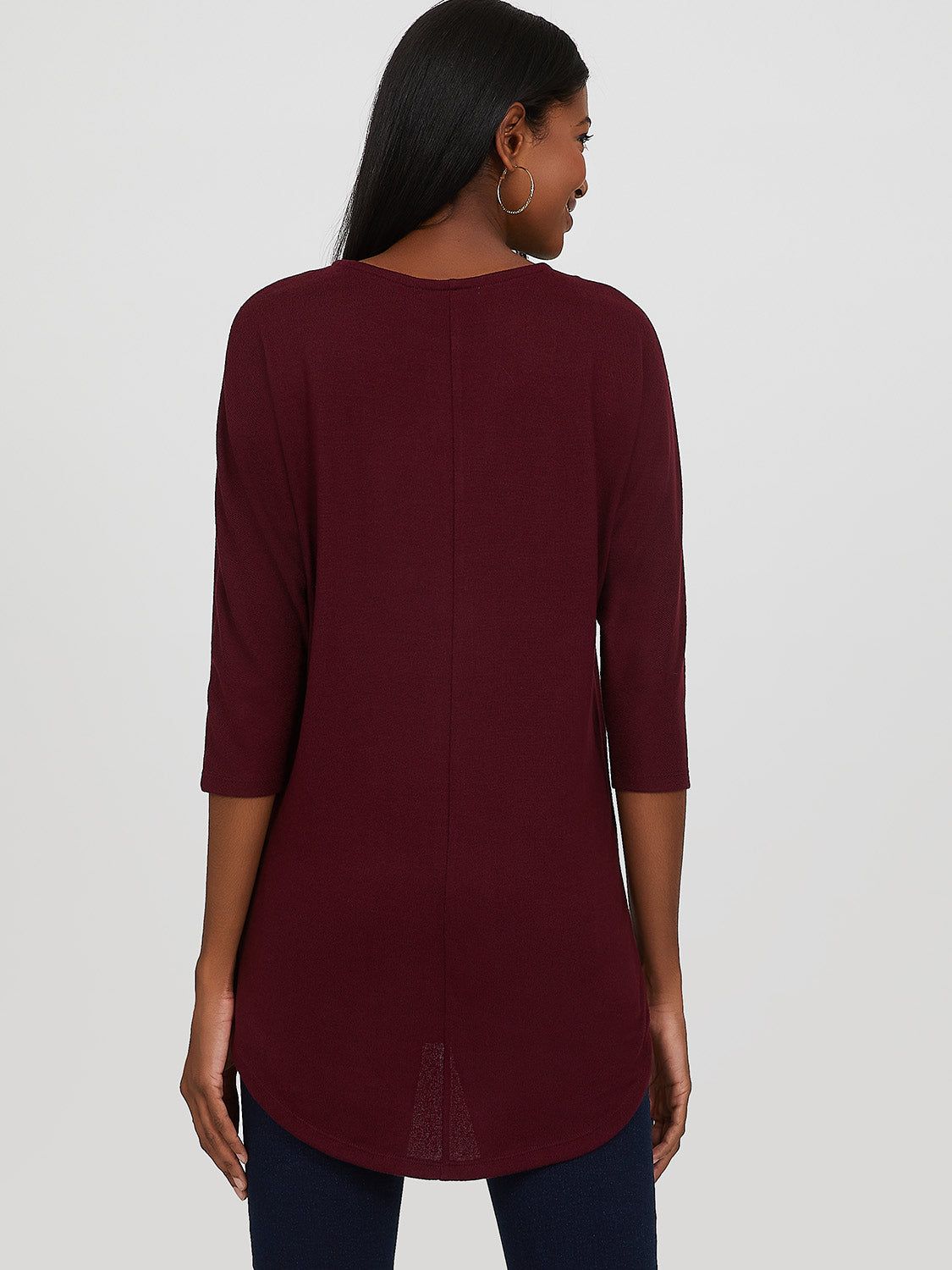 ¾ Dolman Sleeve Brushed Knit Tunic Top sold by Suzy Shier product image thumbnail 4