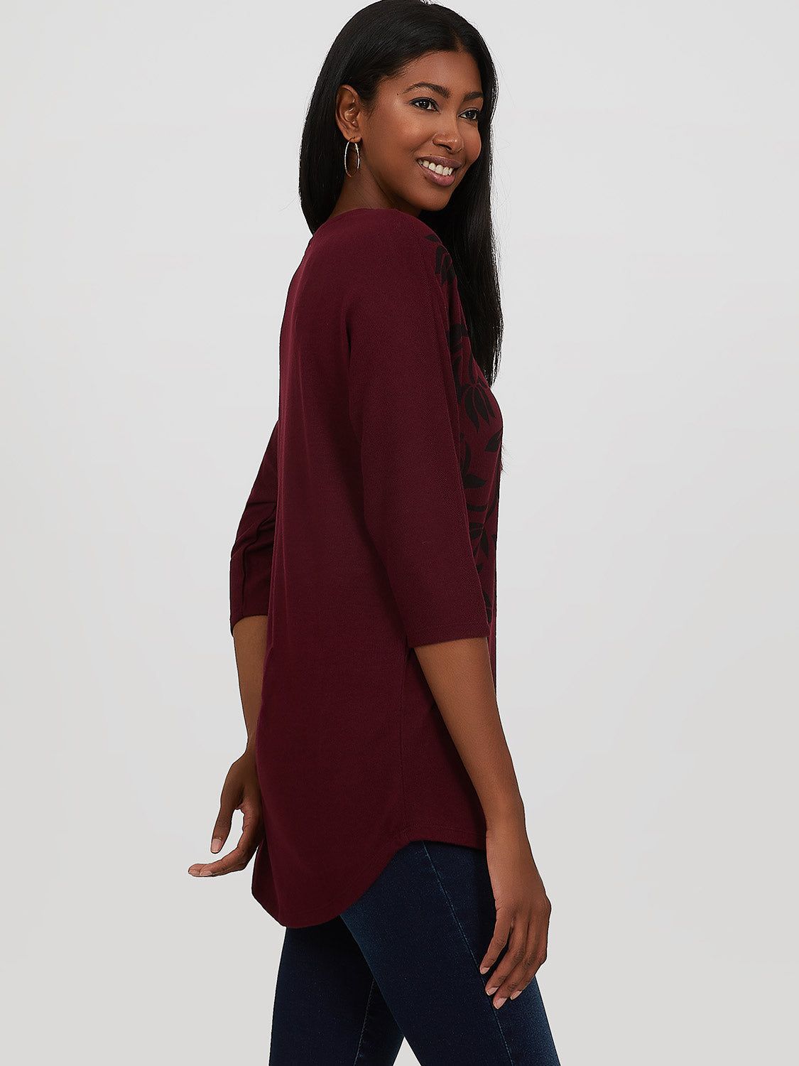 ¾ Dolman Sleeve Brushed Knit Tunic Top sold by Suzy Shier product image thumbnail 3
