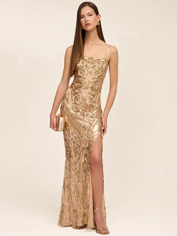Patterned Sequin Evening Gown sold by Suzy Shier