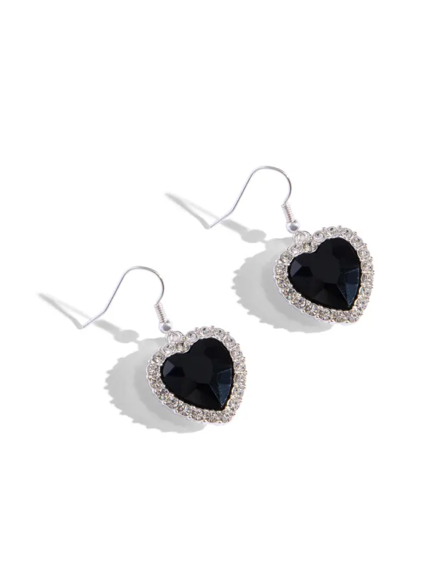 Pavé Contour Heart Earrings made by Suzy Shier