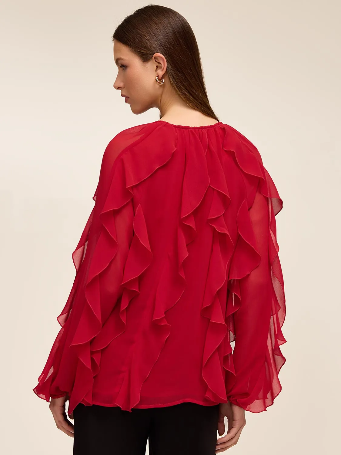 V-Neck Ruffle Blouse sold by Suzy Shier product image thumbnail 4