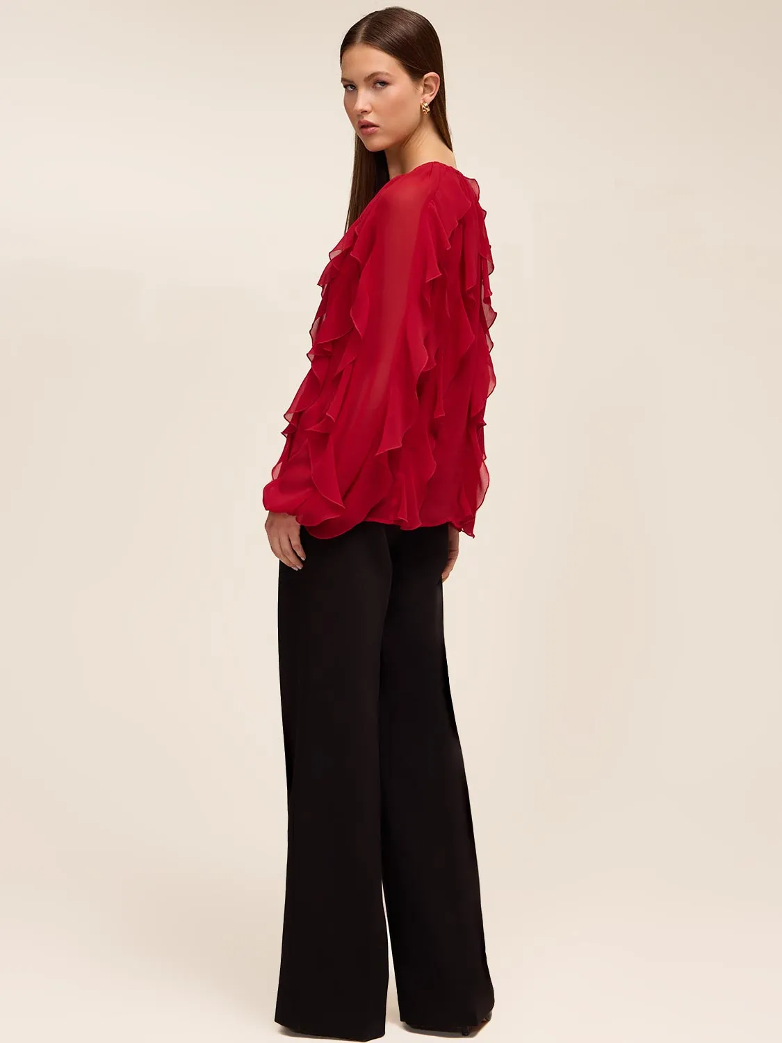 V-Neck Ruffle Blouse sold by Suzy Shier product image thumbnail 5
