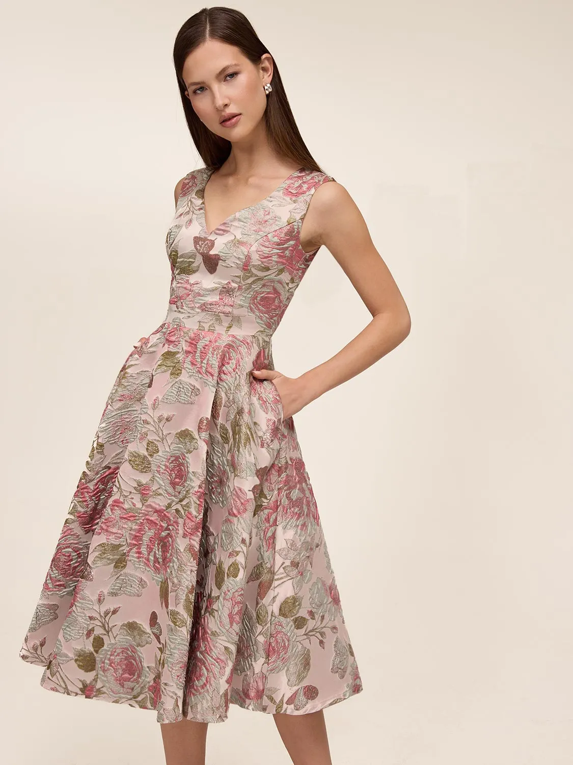 Jacquard Floral Midi Dress sold by Suzy Shier