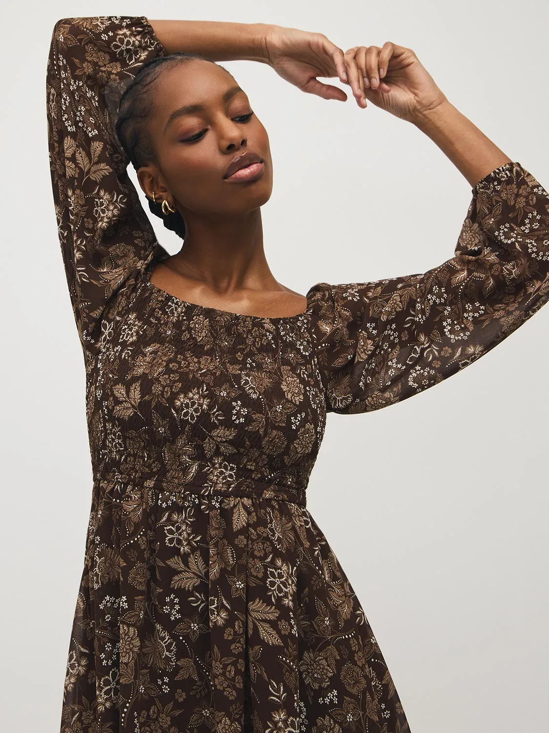 Printed Smocked Mini Dress sold by Suzy Shier product image thumbnail 4