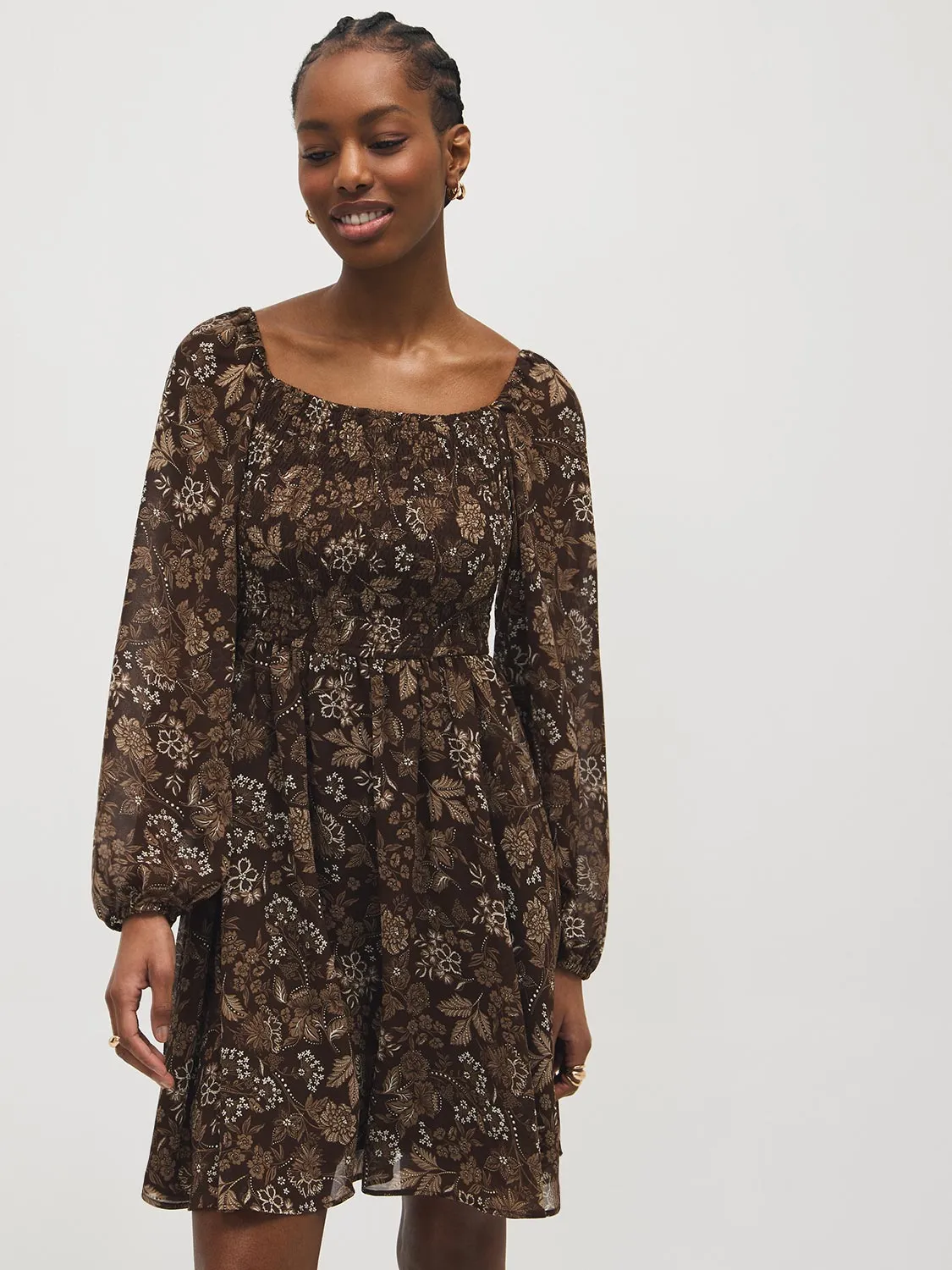 Printed Smocked Mini Dress sold by Suzy Shier product image thumbnail 2
