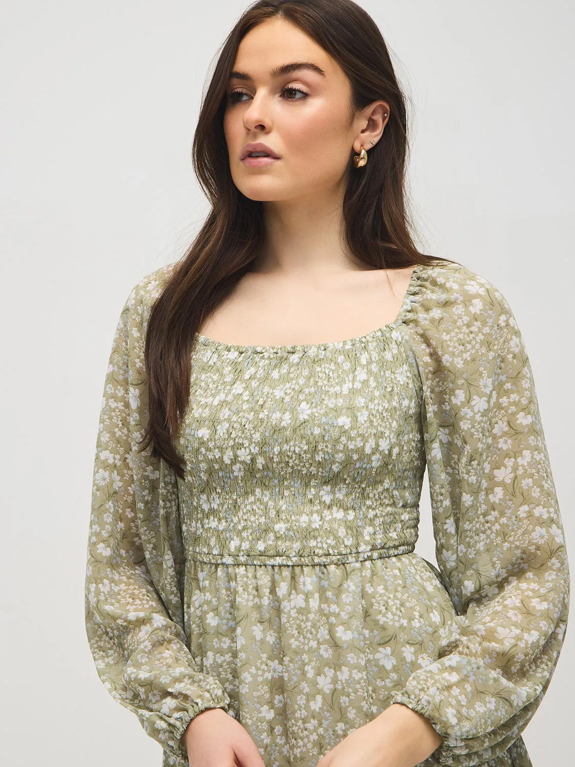 Floral Print Smocked Mini Dress sold by Suzy Shier product image thumbnail 3