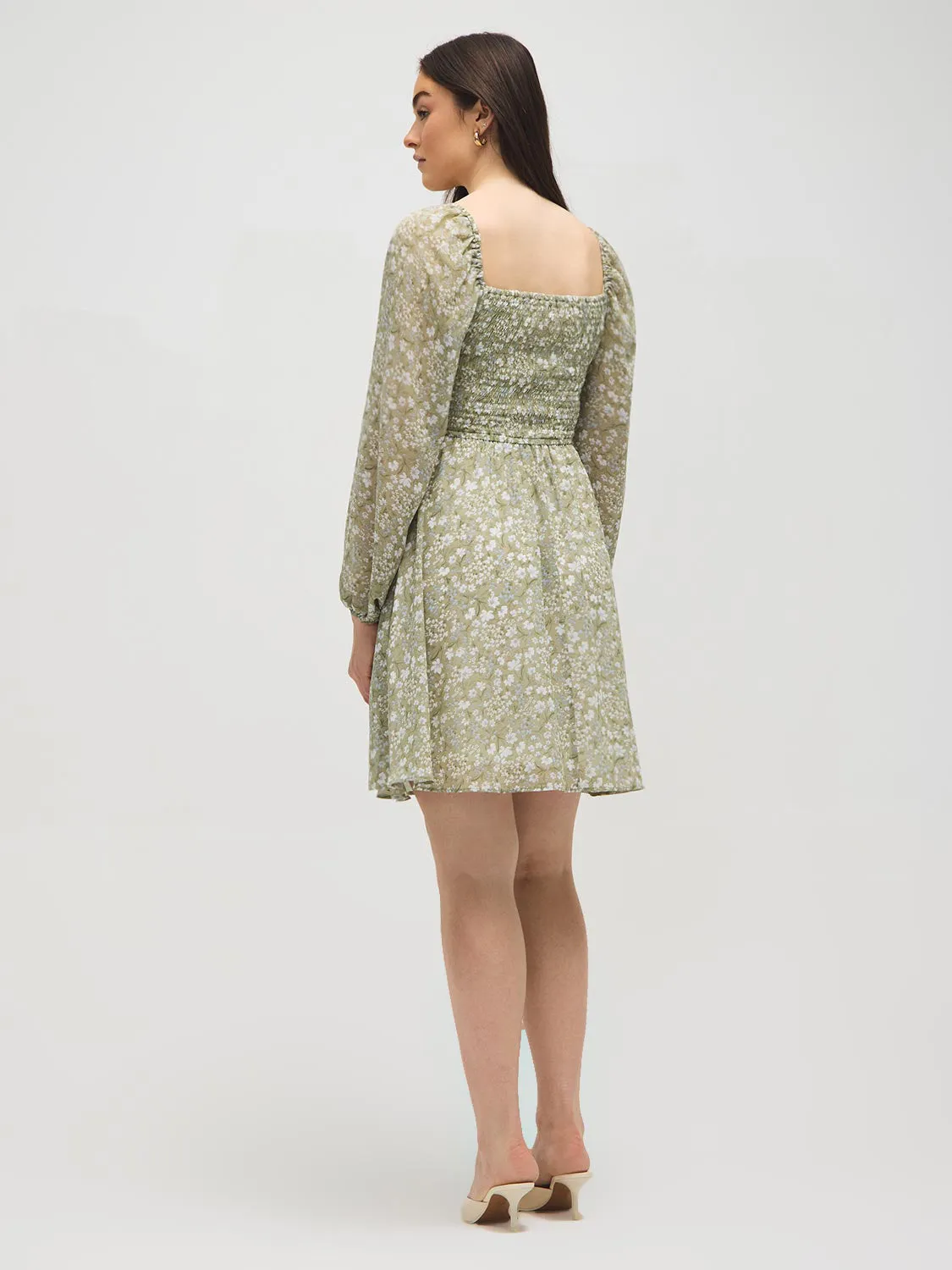 Floral Print Smocked Mini Dress sold by Suzy Shier product image thumbnail 4