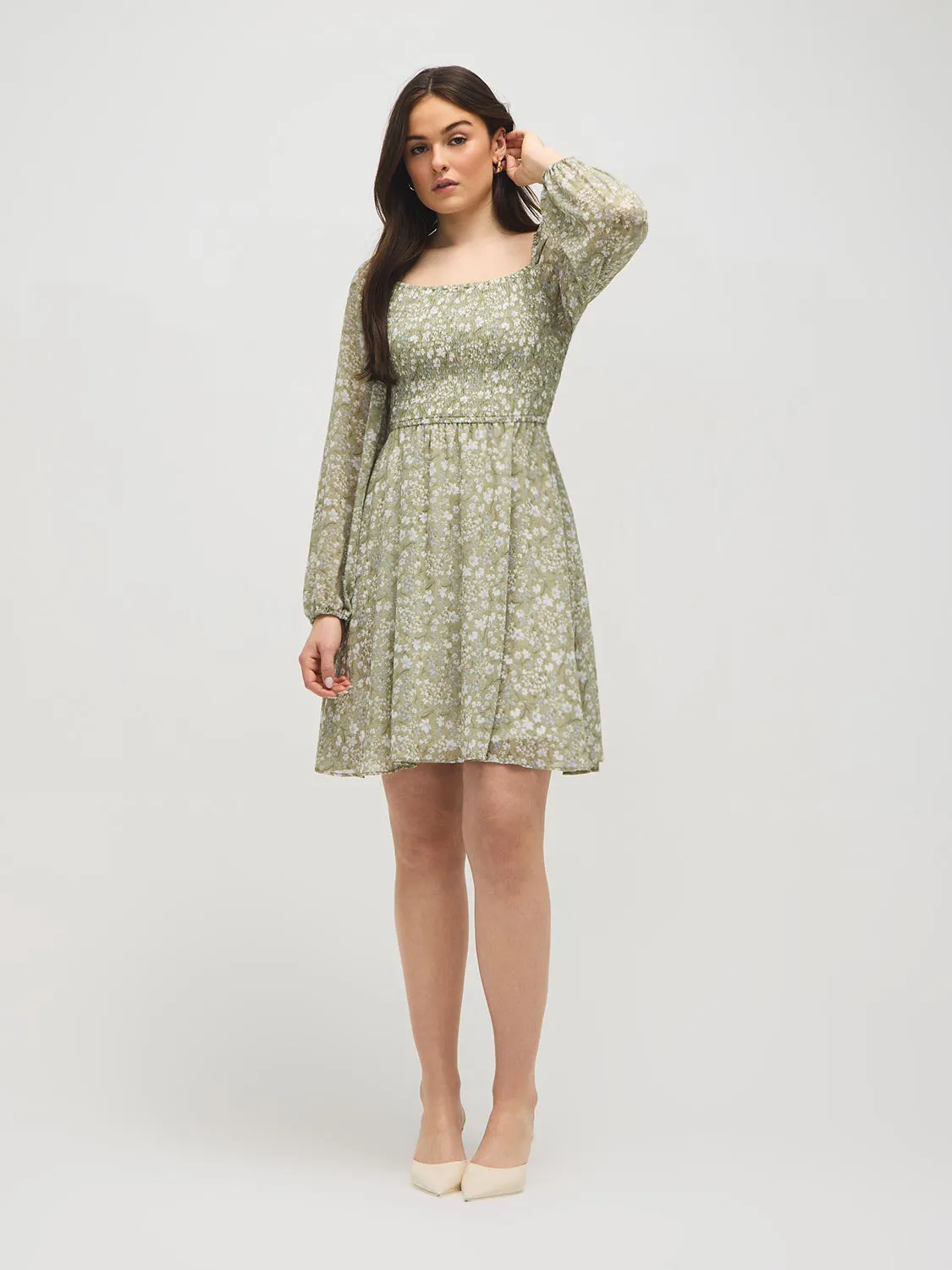 Floral Print Smocked Mini Dress sold by Suzy Shier