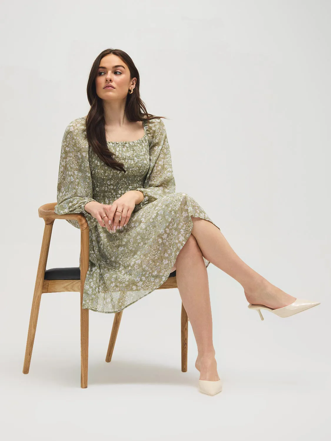 Floral Print Smocked Mini Dress sold by Suzy Shier product image thumbnail 2