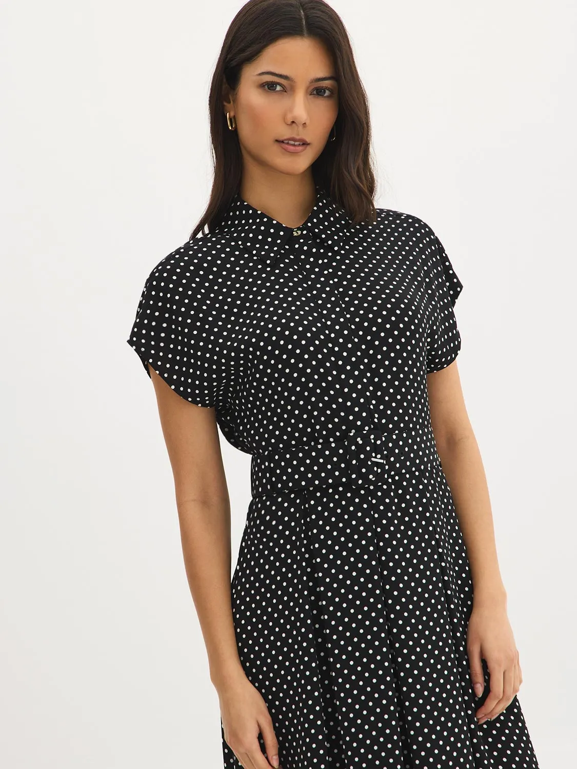Polka Dot Midi Shirt Dress sold by Suzy Shier product image thumbnail 4