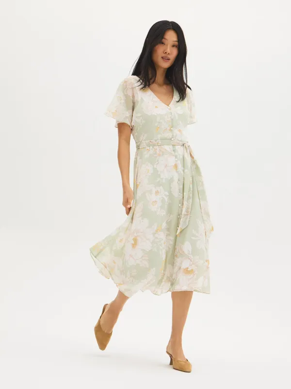 Floral Print V-Neck Chiffon Dress sold by Suzy Shier