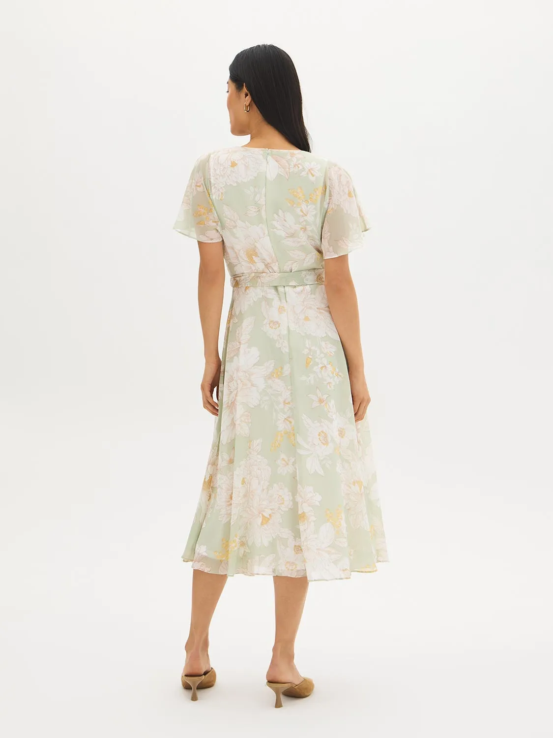 Floral Print V-Neck Chiffon Dress sold by Suzy Shier product image thumbnail 5