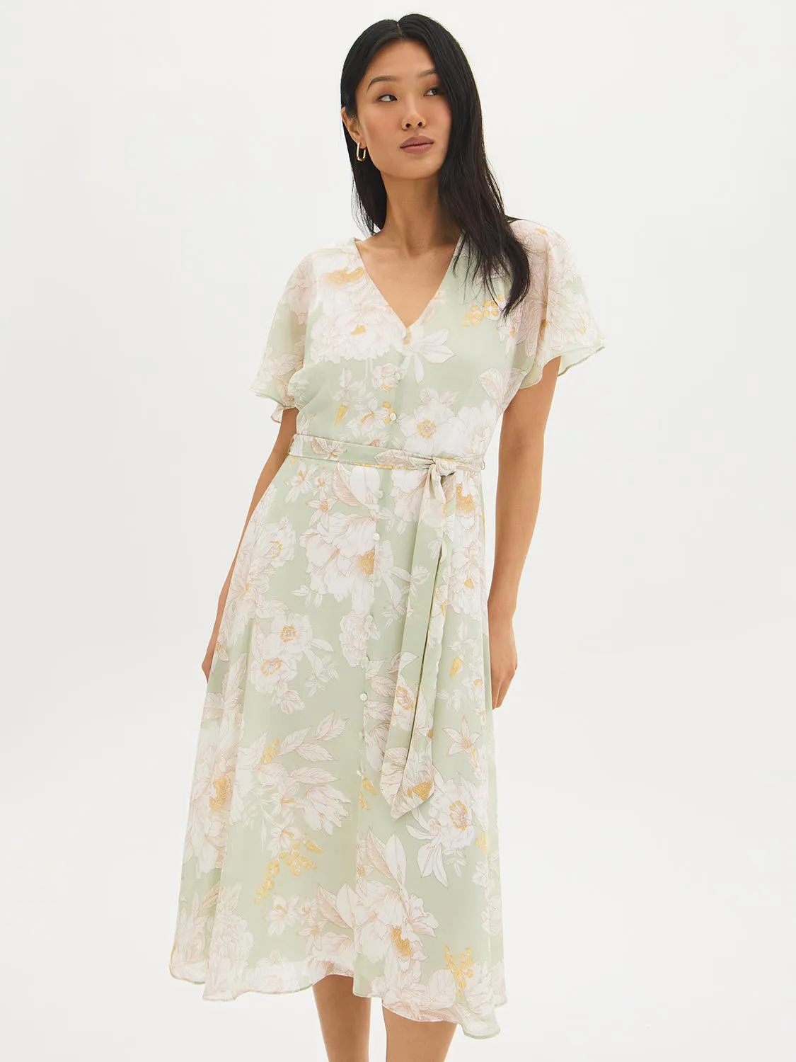 Floral Print V-Neck Chiffon Dress sold by Suzy Shier product image thumbnail 2