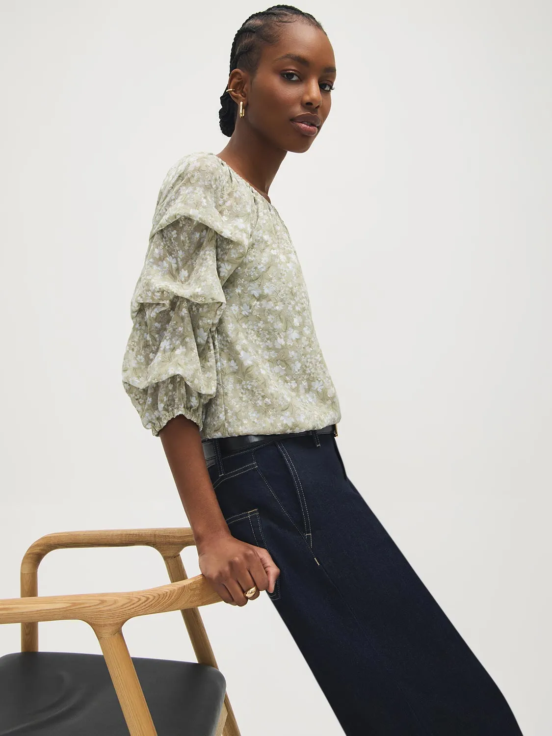 Tiered Bubble Sleeve Top sold by Suzy Shier product image thumbnail 2
