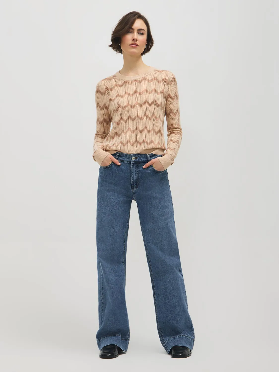 Wave Pattern Pointelle Sweater sold by Suzy Shier product image thumbnail 2
