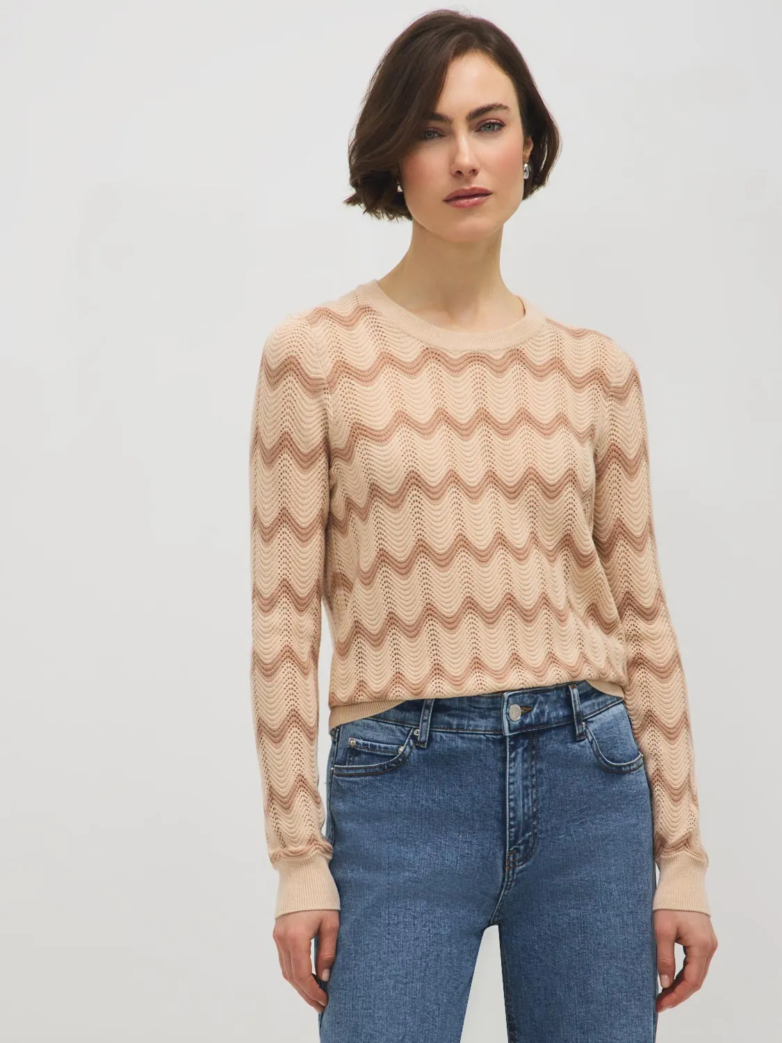 Wave Pattern Pointelle Sweater sold by Suzy Shier