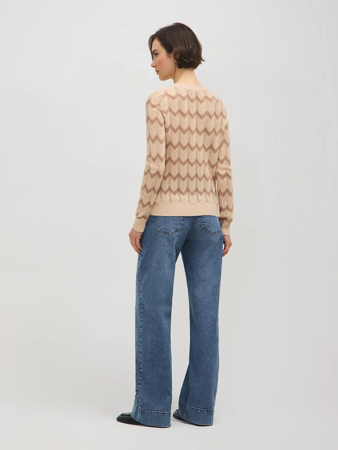 Wave Pattern Pointelle Sweater sold by Suzy Shier product image thumbnail 4