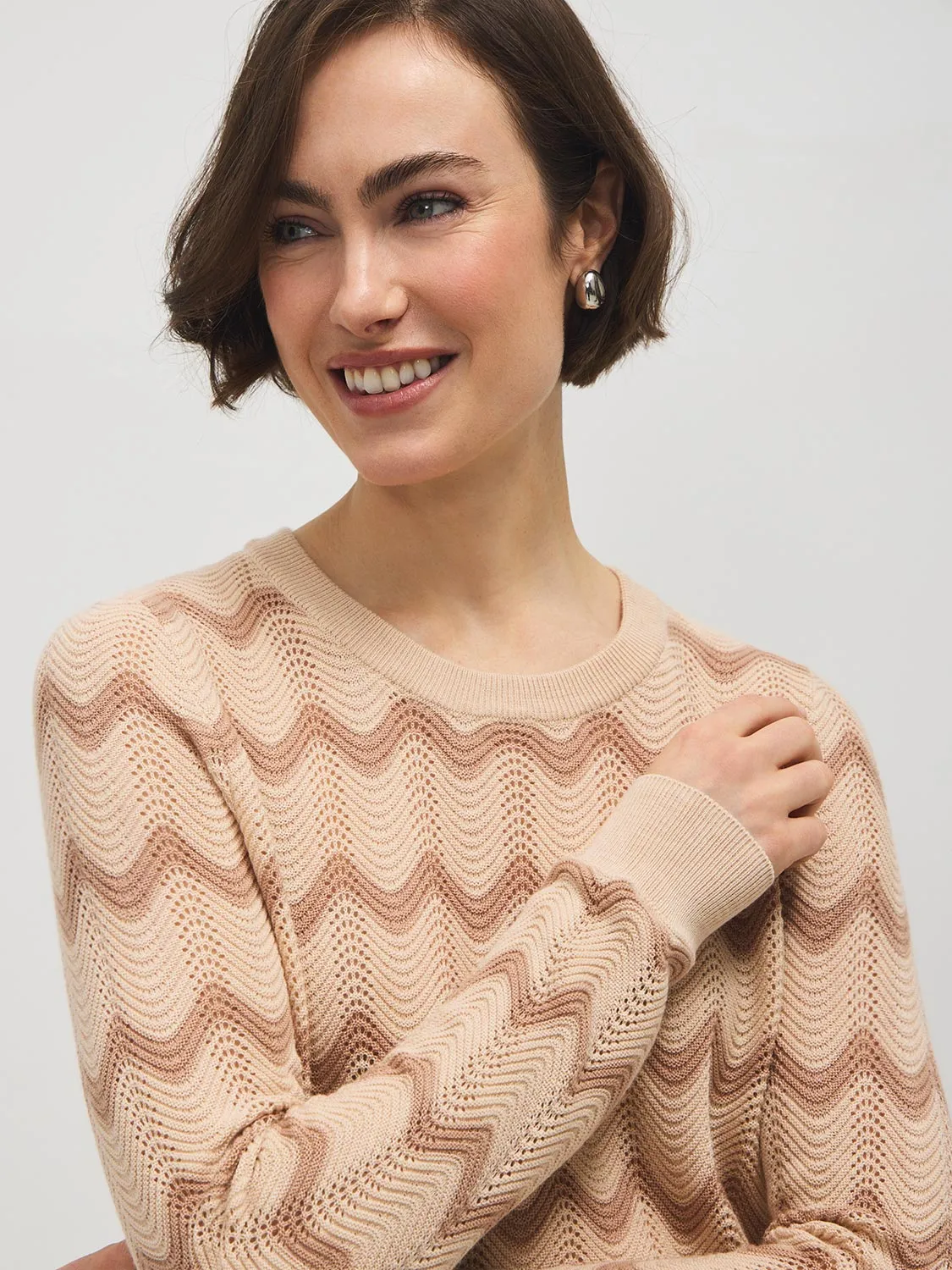 Wave Pattern Pointelle Sweater sold by Suzy Shier product image thumbnail 3
