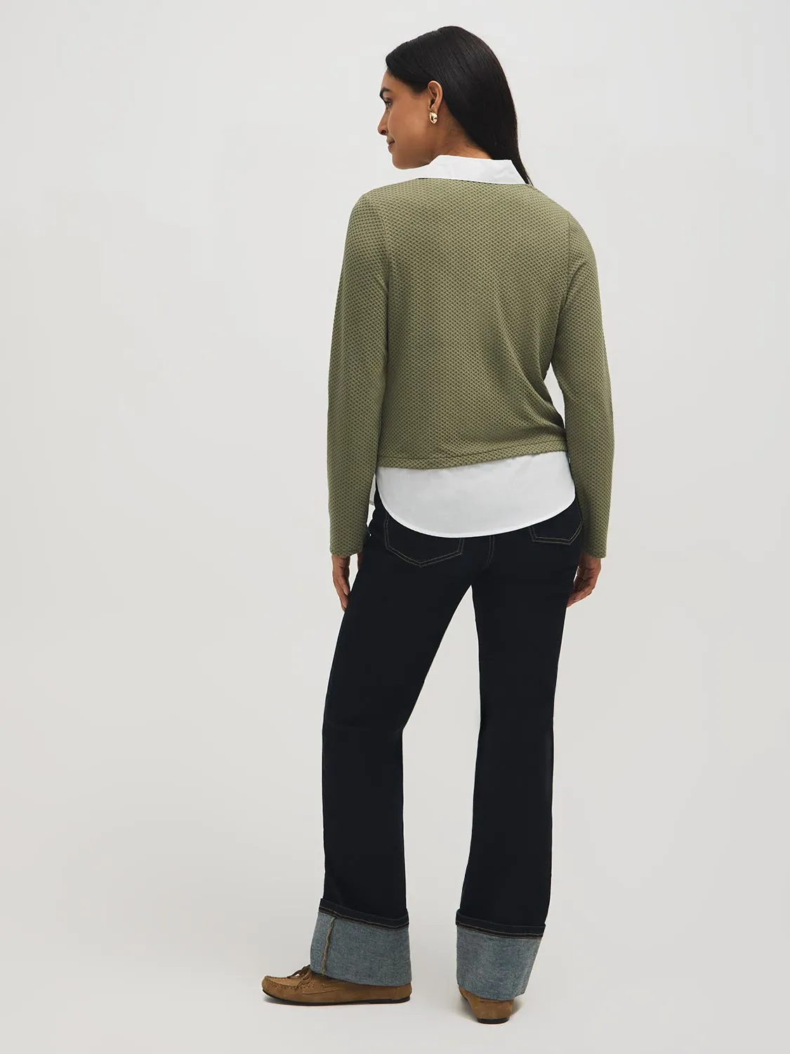 2-Fer Textured Top With Blouse sold by Suzy Shier product image thumbnail 4