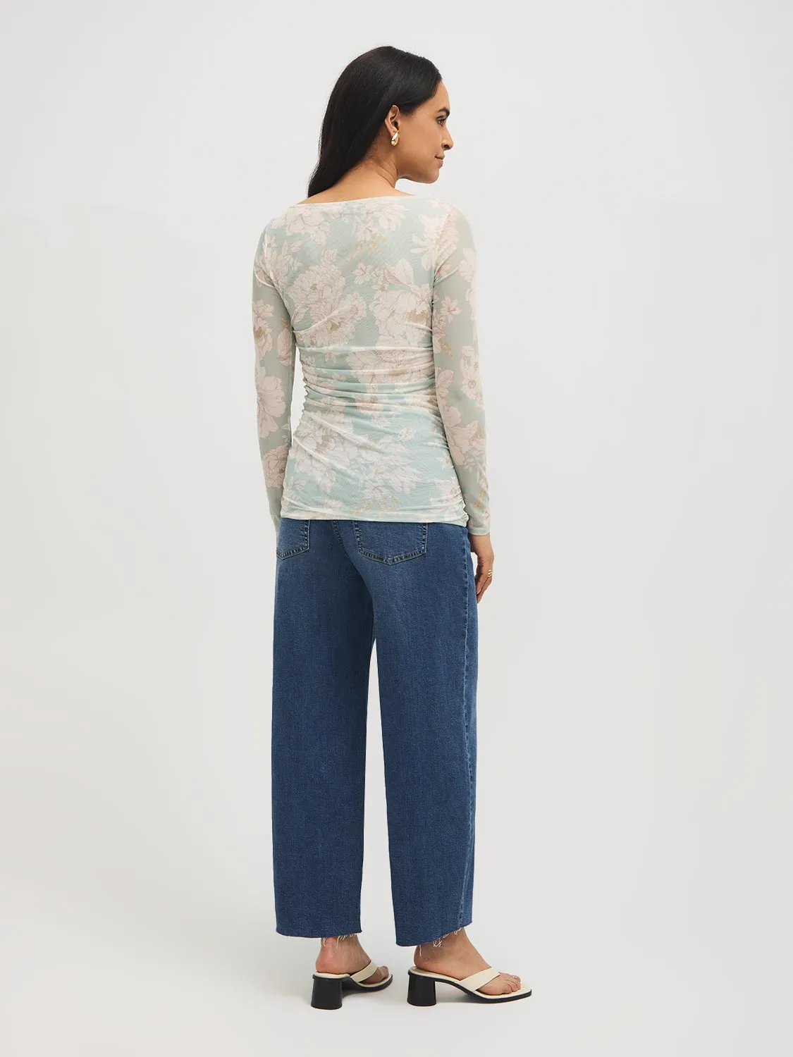 Floral Mesh Boat Neck Top sold by Suzy Shier product image thumbnail 5