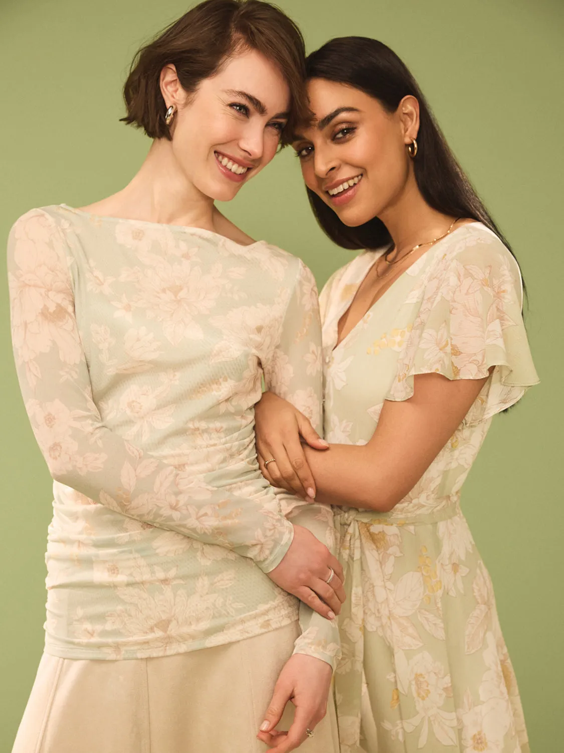 Floral Mesh Boat Neck Top sold by Suzy Shier