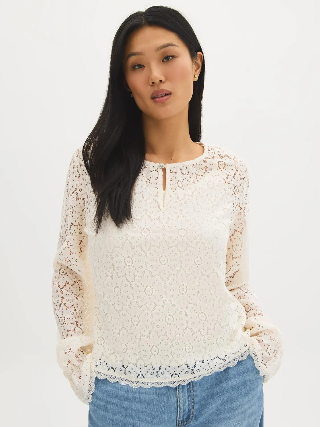 Scallop Lace Top With Keyhole sold by Suzy Shier product image thumbnail 2
