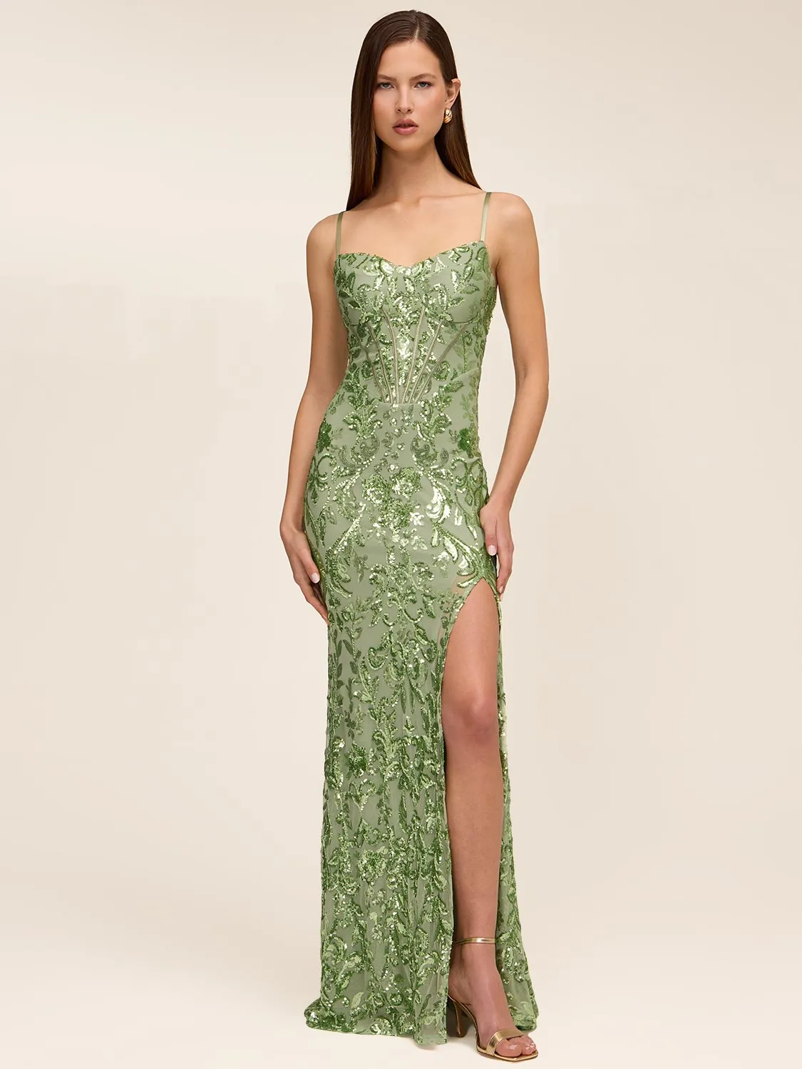 Patterned Sequin Gown sold by Suzy Shier