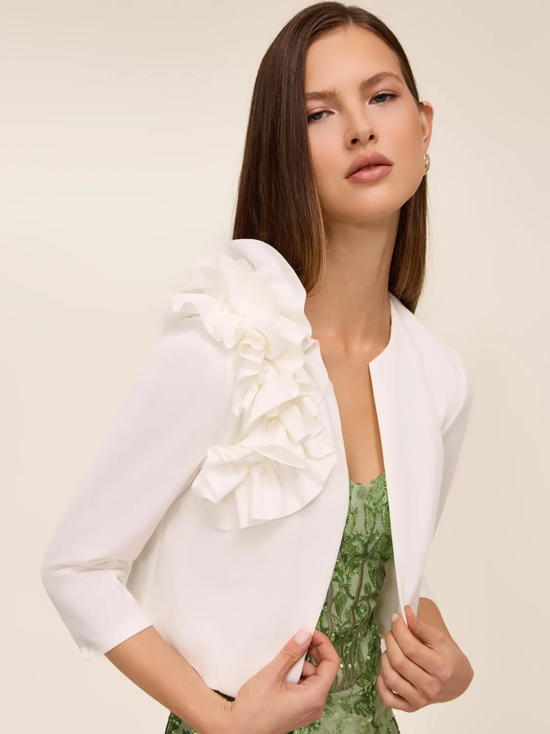 3/4 Sleeve Bolero With Ruffles sold by Suzy Shier product image thumbnail 2