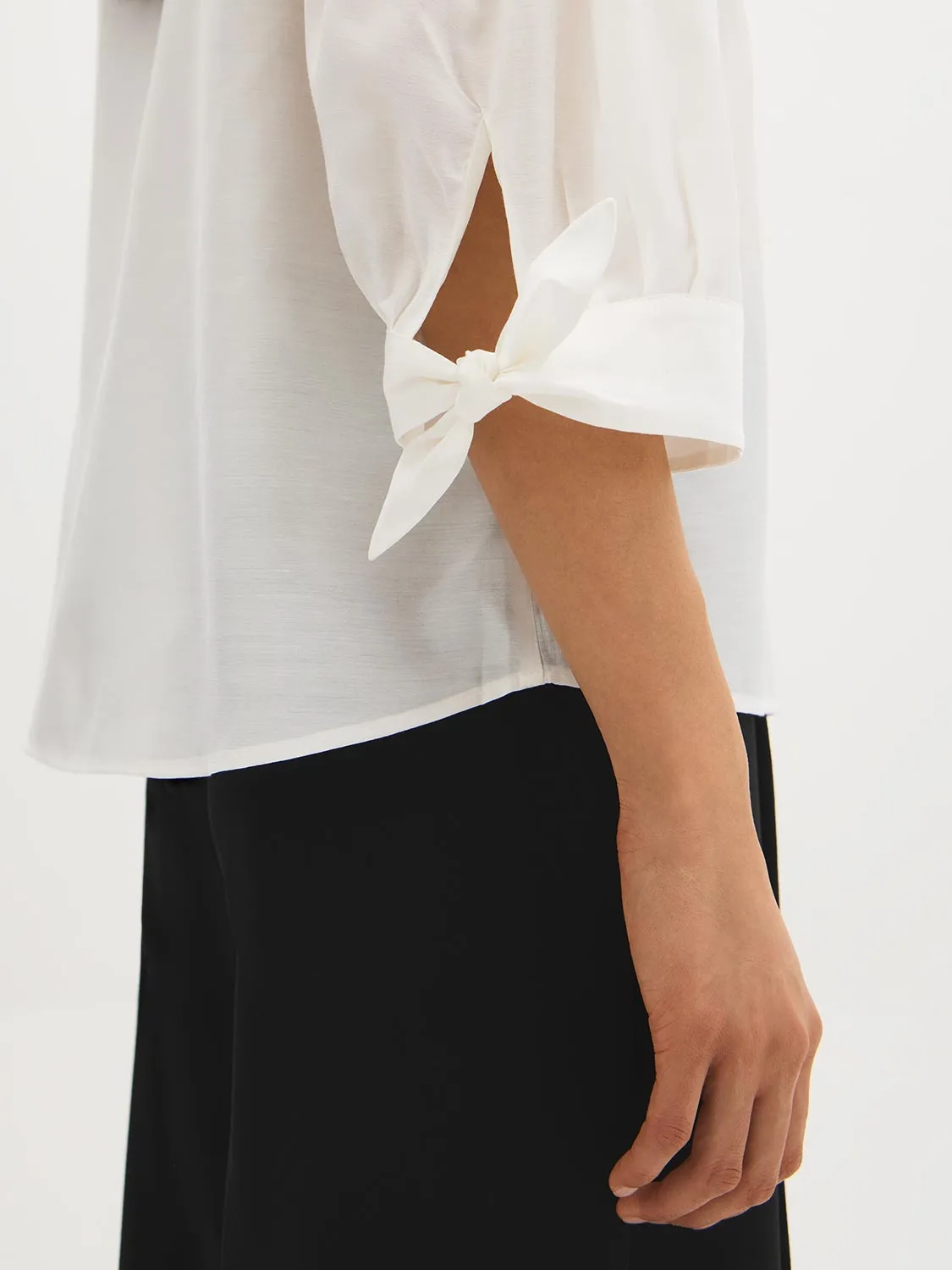 Silk-Like Tie-Cuff Blouse sold by Suzy Shier product image thumbnail 2