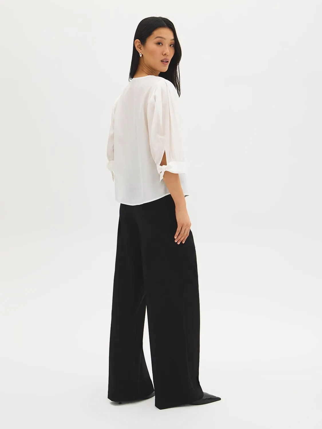 Silk-Like Tie-Cuff Blouse sold by Suzy Shier product image thumbnail 5
