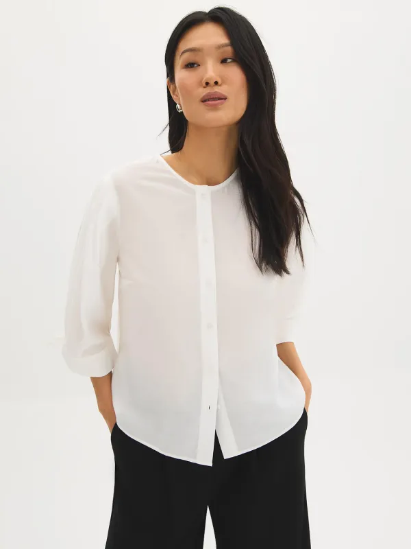 Silk-Like Tie-Cuff Blouse sold by Suzy Shier