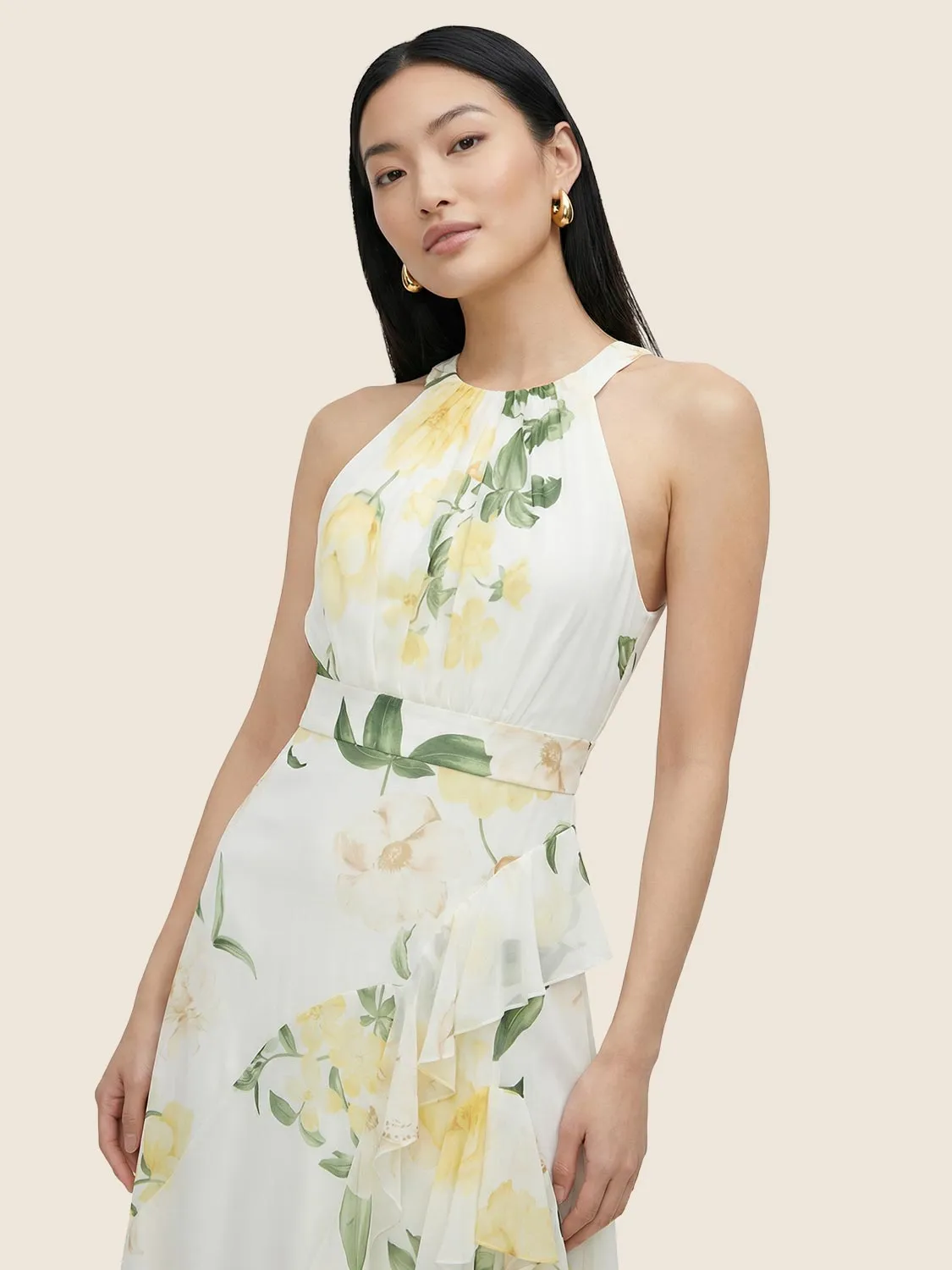 Halter Neck Chiffon Floral Gown sold by Suzy Shier product image thumbnail 3