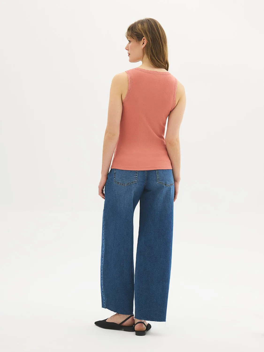 Cotton-Blend Lace V-Neck Top sold by Suzy Shier product image thumbnail 4