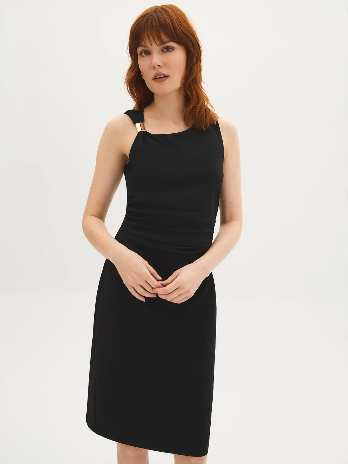 Asymmetric Ruched Midi Dress sold by Suzy Shier product image thumbnail 2