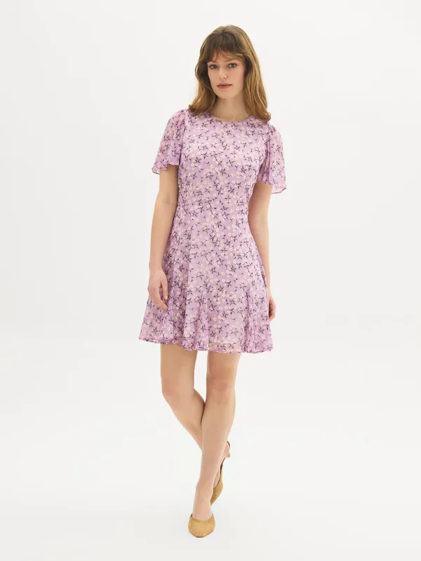Printed Flutter Sleeve Mini Dress made by Suzy Shier
